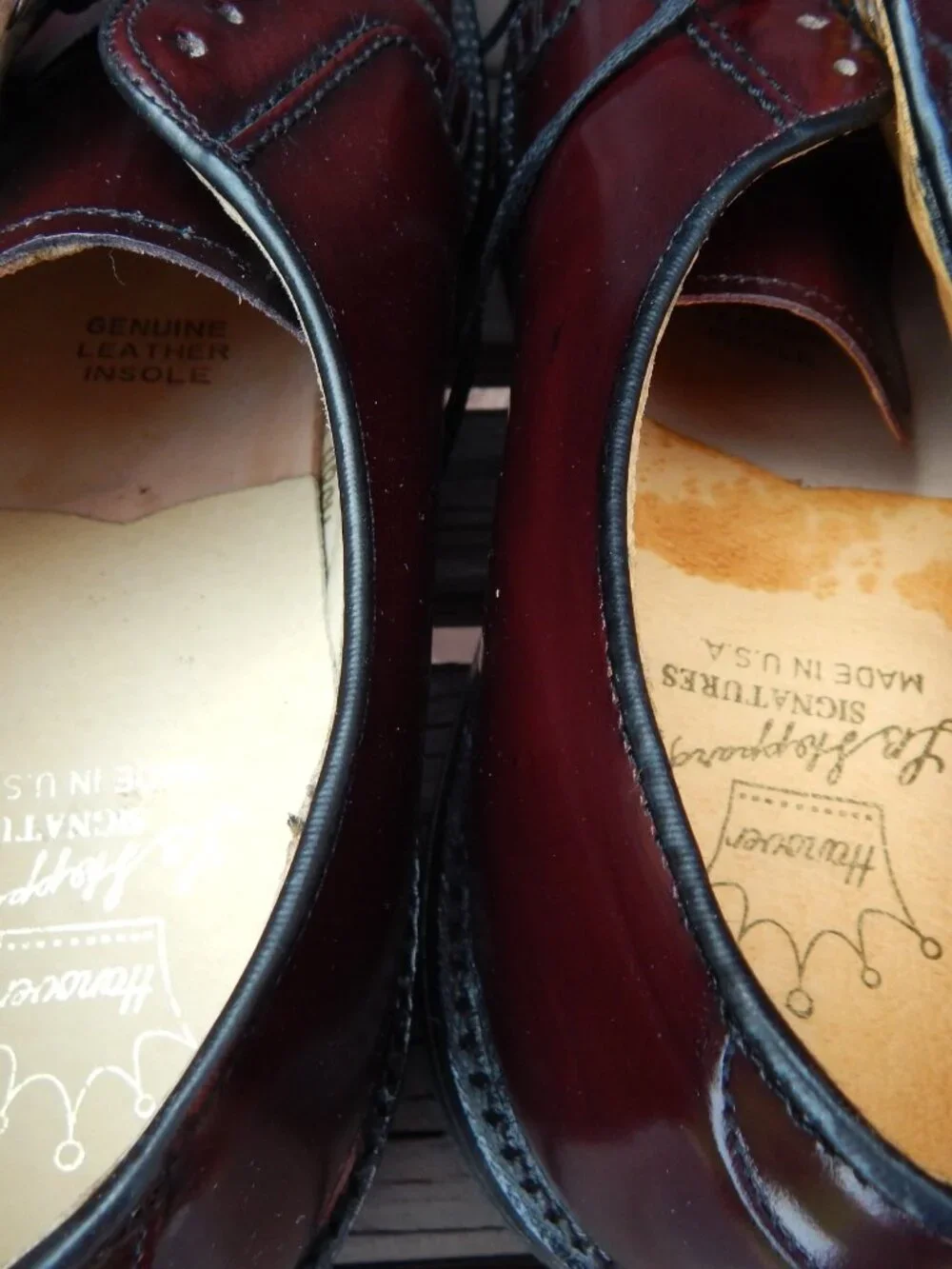 Hanover Vtg Shell Cordovan Shoes Men's 10.5 C/B Dark Burgundy Plain Toe Blucher*